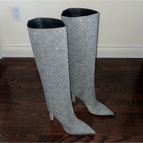 NWOT Jimmy Choo Mavis 100 Glitter Boots - Picture 6 of 7
